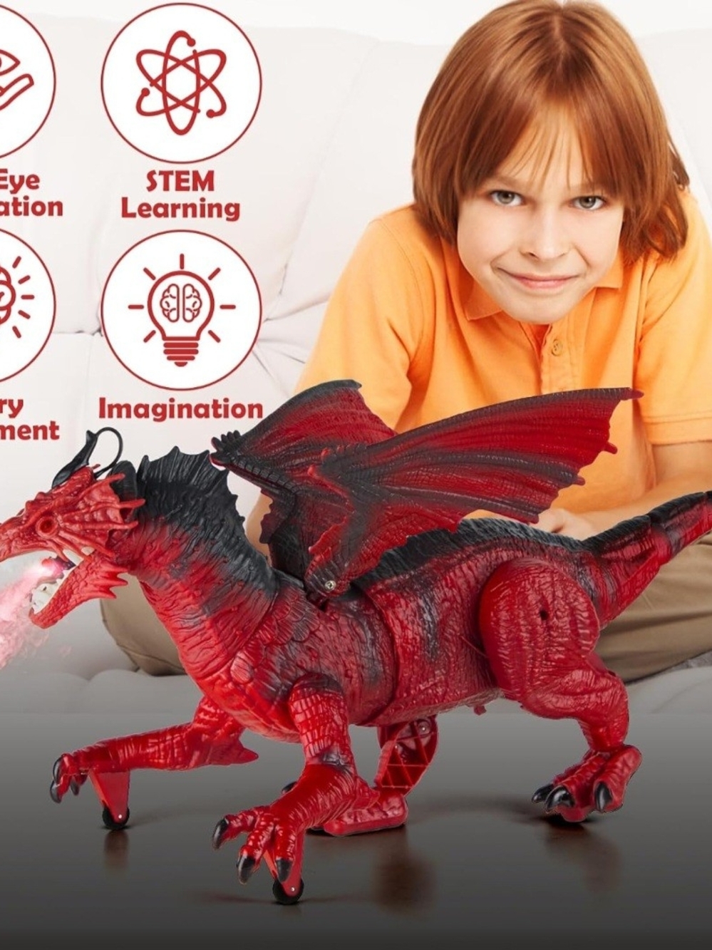 Red Remote Control Fire-Breathing Dragon Action Figure - Picture 12 of 12